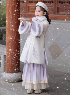 汉服女童冬季2025新款儿童古风唐装秋冬款古装拜年服国风过年冬装