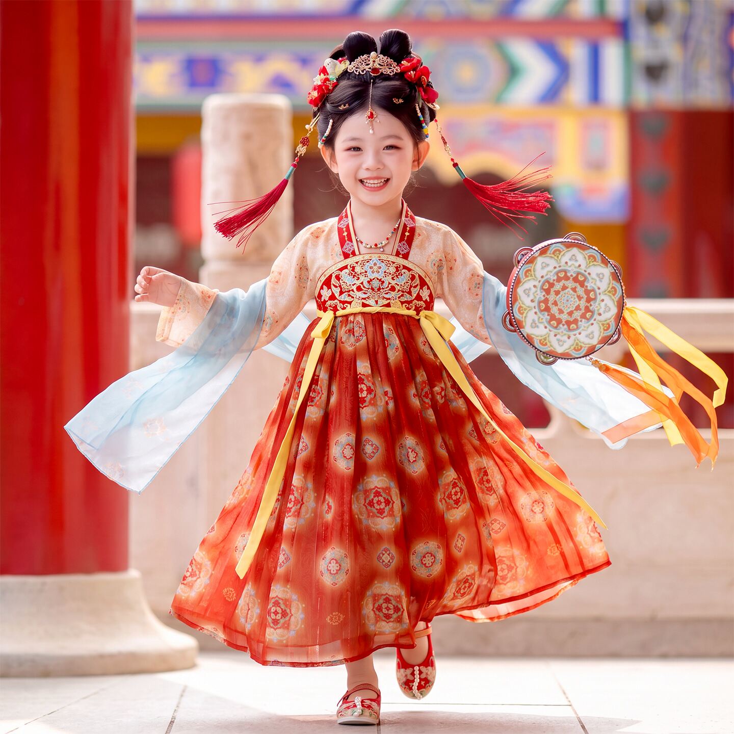 女童汉服中秋2026款儿童敦煌古风超仙女孩连衣裙国风唐装表演襦裙