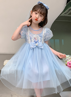 女童艾莎公主裙夏季2026新款儿童冰雪奇缘生日网纱裙子爱莎连衣裙