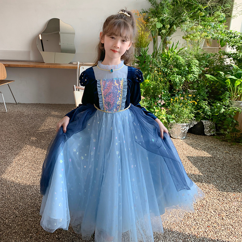 冰雪奇缘连衣裙长袖爱莎女童春秋