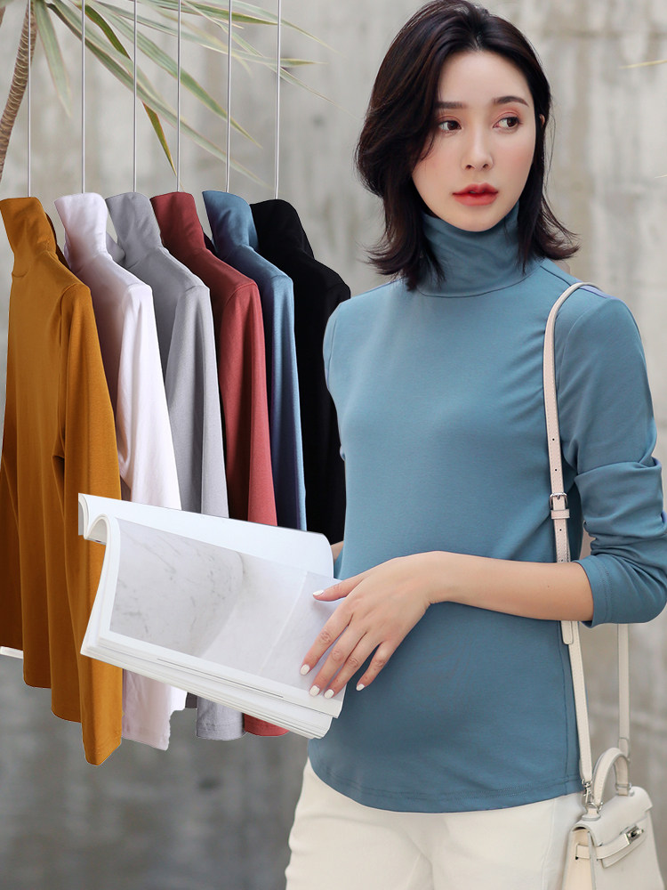 Maternity high-neck base shirt spring women's inner spring and autumn fashion 2021 Spring and summer long-sleeved short T-shirt top