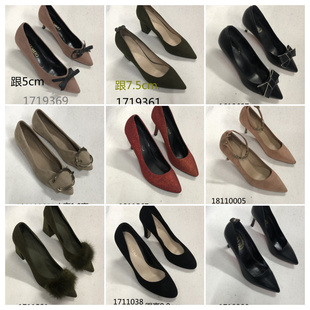 女鞋实体店断码清货处理浅口单鞋高跟低跟尖头方头英伦皮鞋子时尚