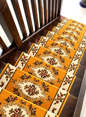 室内实木楼梯踏步垫 免胶自粘防滑欧式地毯黄色地垫脚踏垫子定制