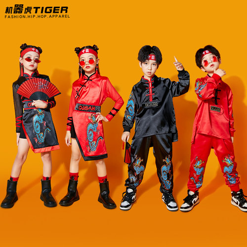儿童中国风演出服男童国学汉服男女童小学运动会开幕式服装啦啦队