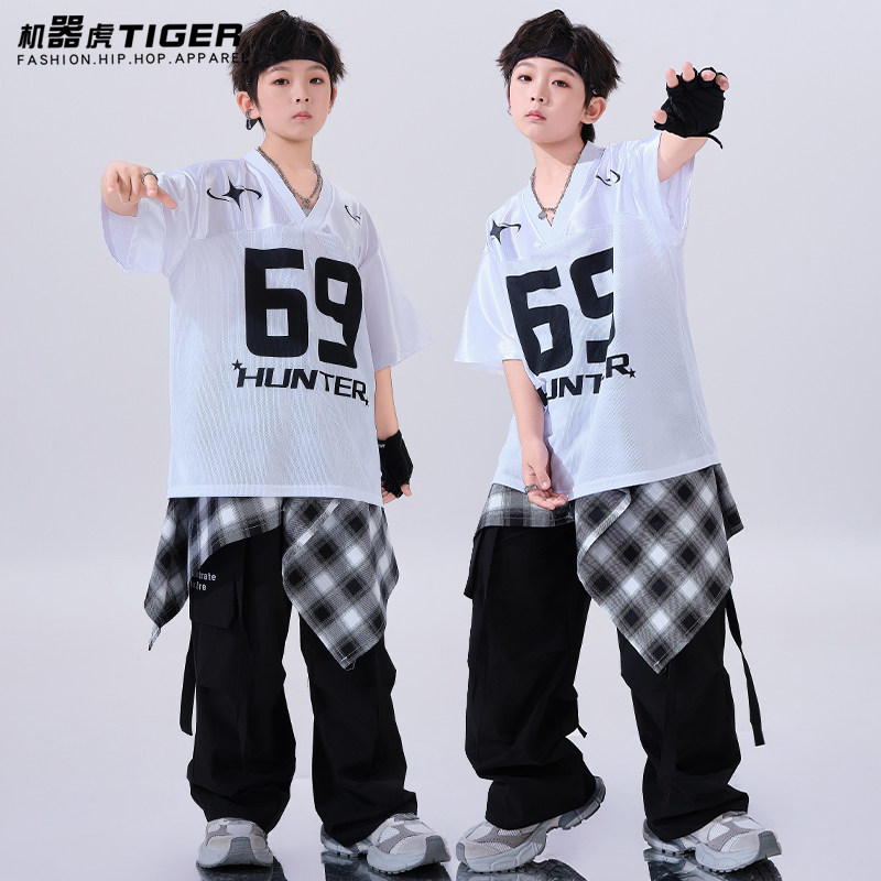 儿童街舞潮服男童嘻哈hiphop演出服少儿夏季套装潮炫酷炸街表演服