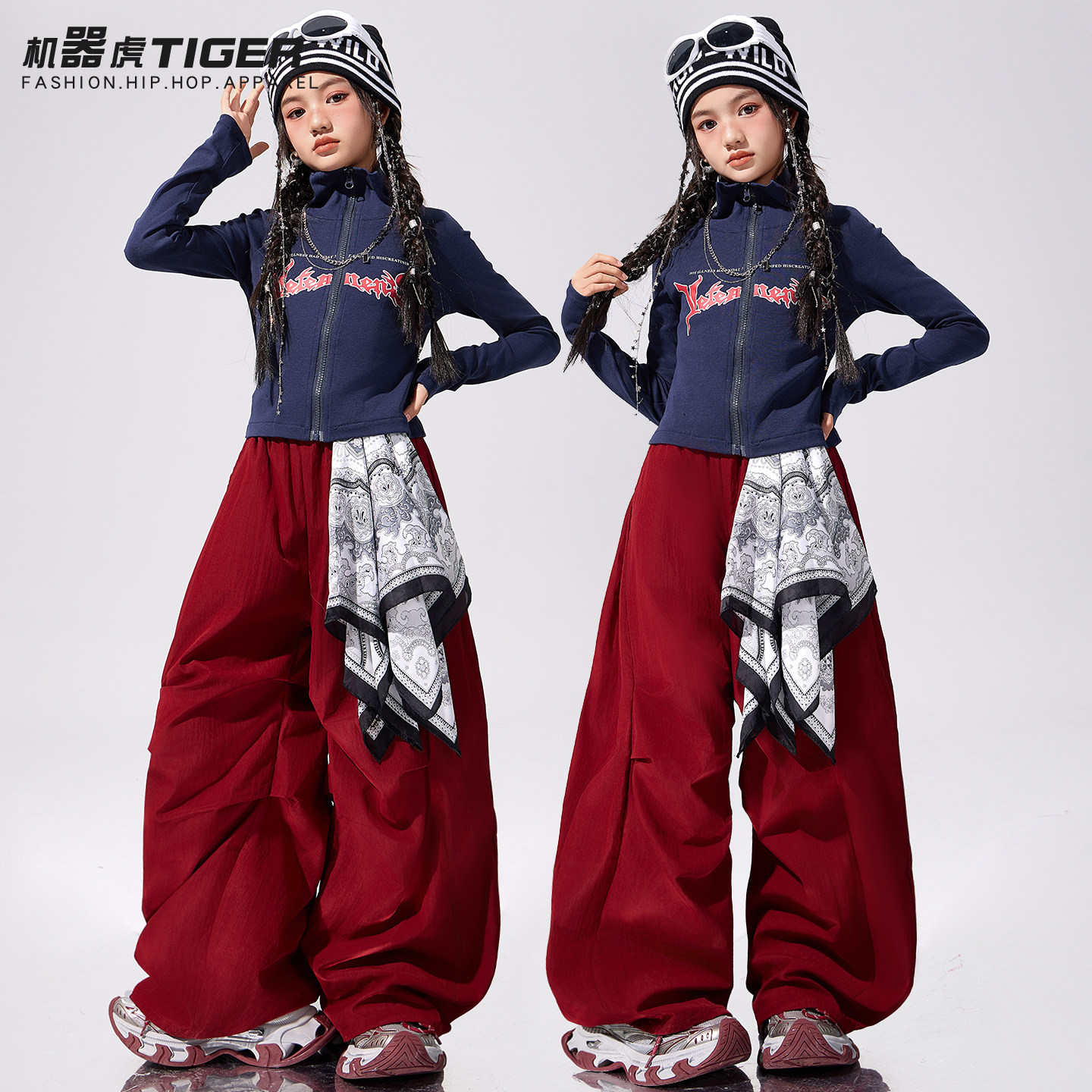 女童爵士舞服装潮酷时髦少儿jazz街舞元旦演出服女孩秋冬套装酷辣