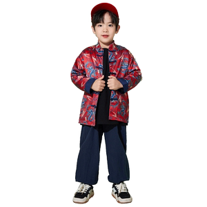 元旦儿童中国风喜庆演出服男童汉服红色新年拜年合唱小学生服装