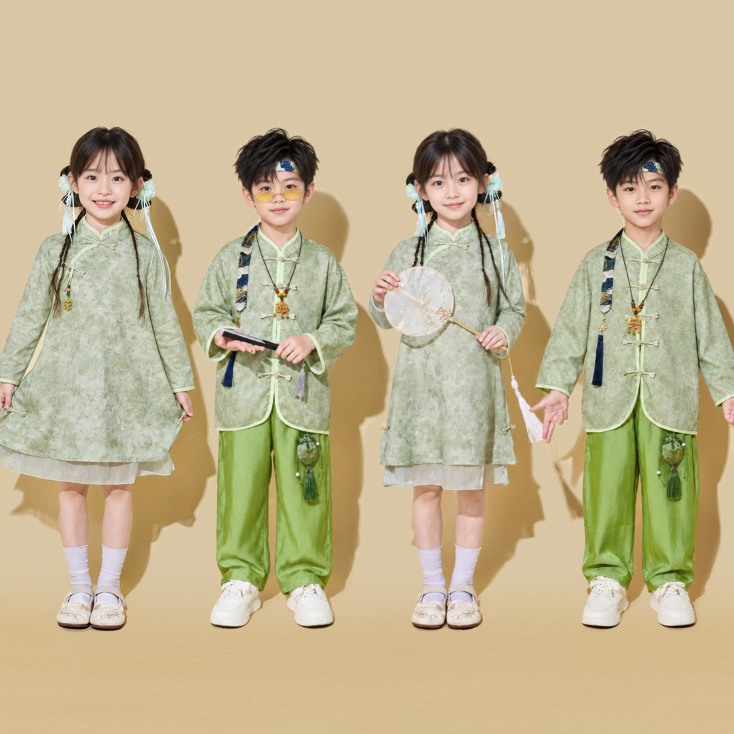 儿童演出服啦啦队汉服中国风运动会服装小学生班服幼儿园合唱服装