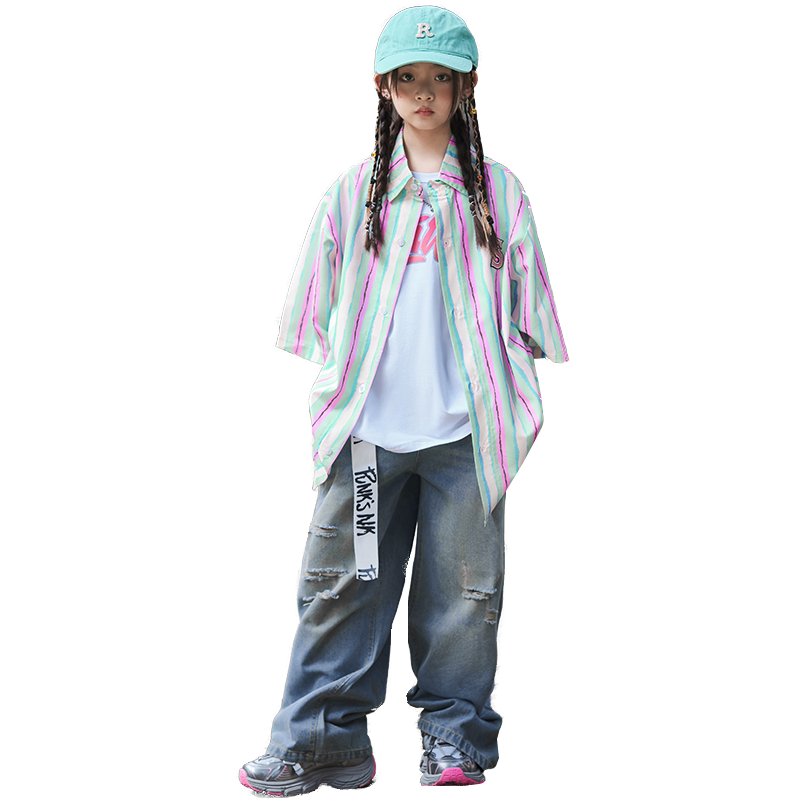 机器虎男女童嘻哈街舞衬衫演出服