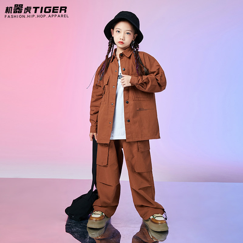嘻哈街舞潮装女童爵士服班服表演服儿童练功套装走秀架子鼓演出服
