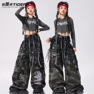 女童爵士舞服装 酷辣上衣 潮酷时髦少儿jazz街舞演出服女孩秋冬套装