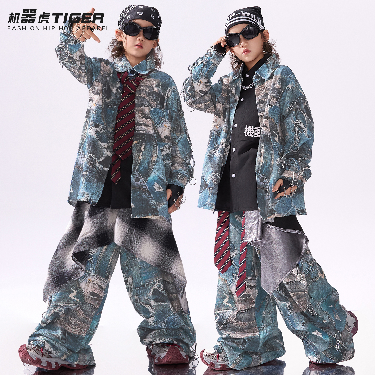 儿童街舞潮服男童hiphop嘻哈风酷帅女童炸街套装少儿架子鼓演出服