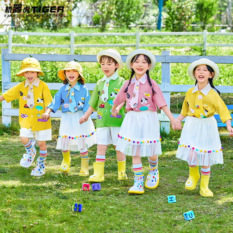儿童啦啦队演出服小学生运动会服装班服幼儿园毕业照舞蹈服表演服