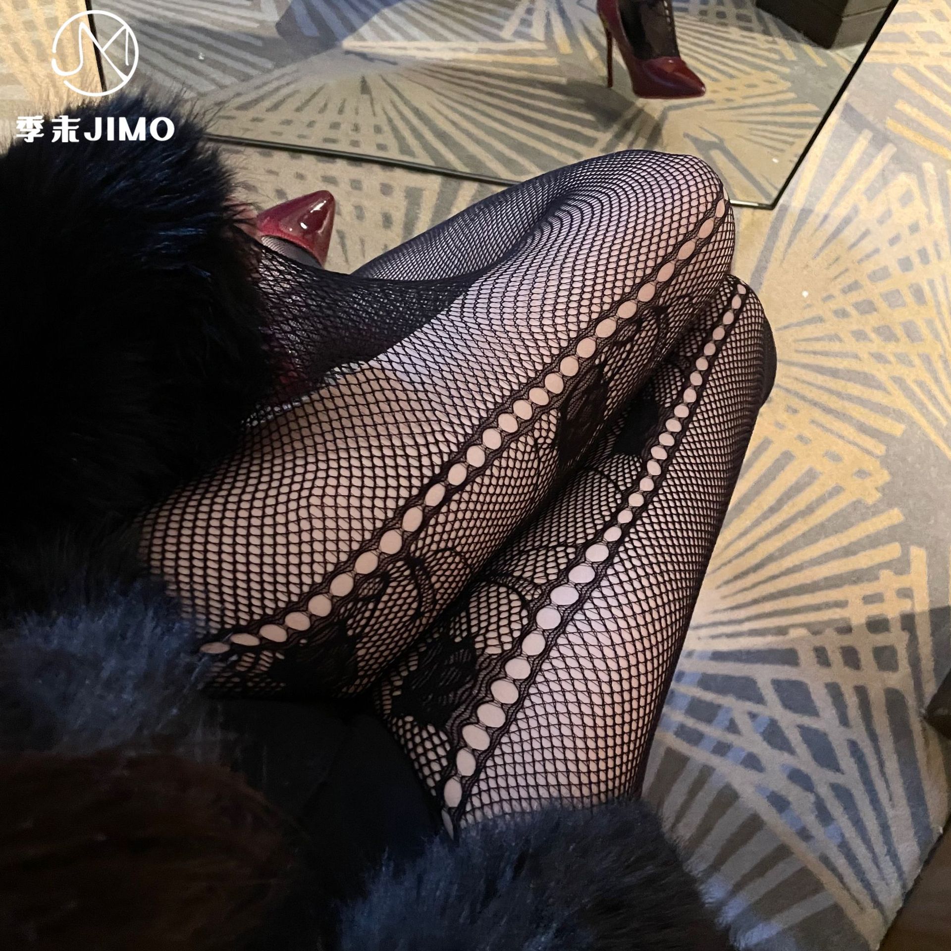 千禧风蕾丝缕空网袜女夏玫瑰渔网连体袜复古辣妹网袜