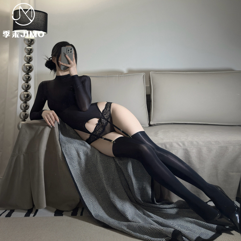 季末解构式连体衣女性感丝滑油亮裸感紧身衣纯欲丝滑透明极光