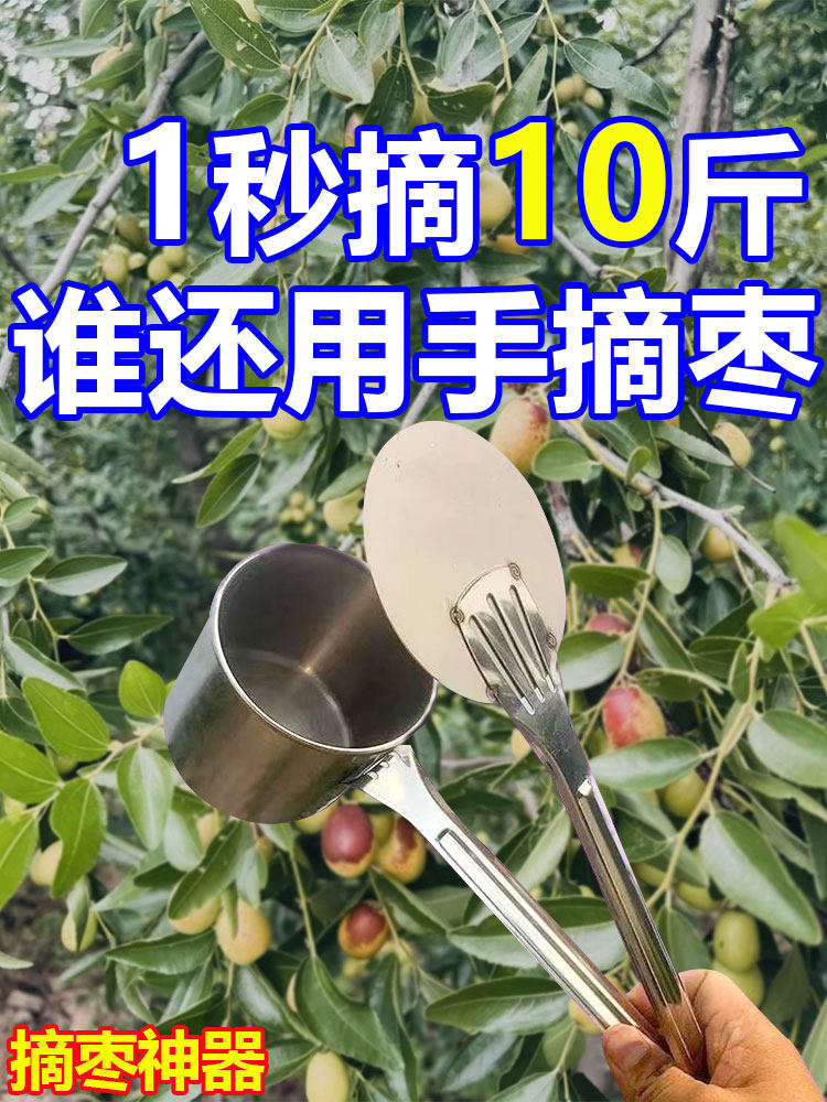 摘酸枣神器工具摘果器不锈钢采果器大全多功能加厚酸枣叶芽伸缩杆