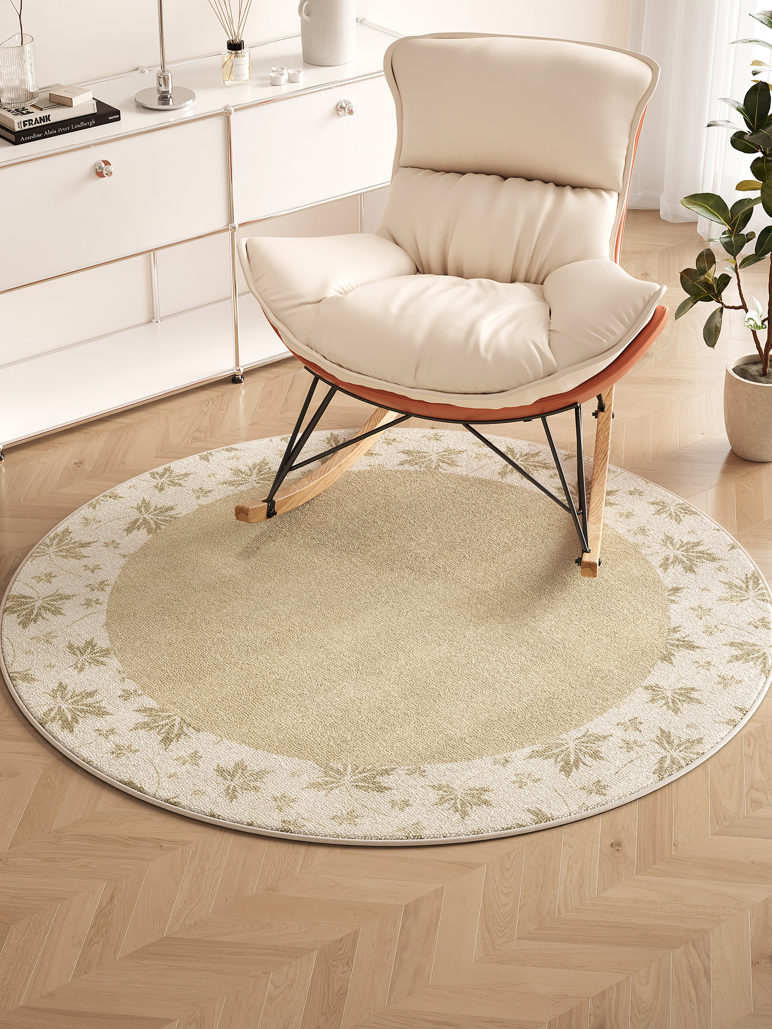 椅子地垫客厅圆形摇摇椅专用地毯书房办公室电脑转椅躺椅脚垫隔音