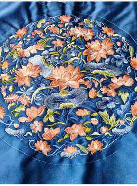 清汉吉服团花刺绣复古贵妃旗装绣花贴片补子