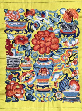 精品少数民族仿手工贴花老绣片