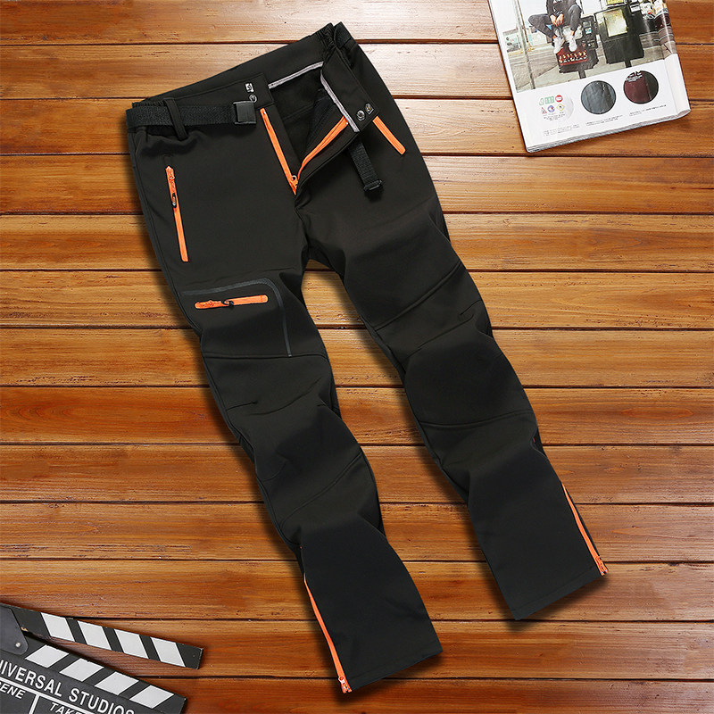 户外软壳裤男女冬季加绒加厚冲锋登山滑雪防风防水抓绒户外裤