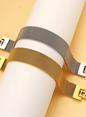爆款钛钢网织宽表带时尚个性百搭女士不锈钢表链手环手圈手带手链