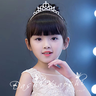 新款儿童皇冠礼服公主头饰女童王冠镶钻钢琴演出发饰花童礼服配饰