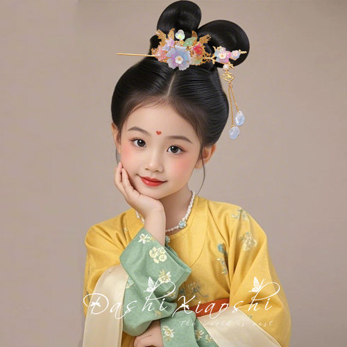 女童合金琉璃花朵发簪