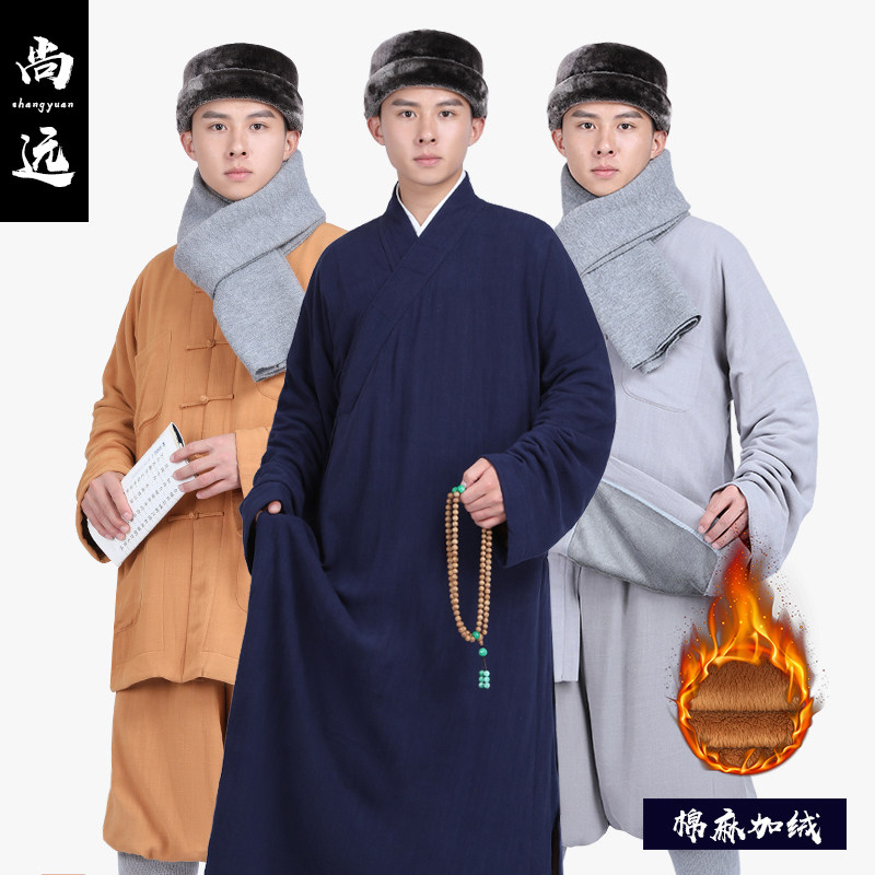 尚远棉麻加绒僧服冬长褂僧衣短褂加厚僧装罗汉褂僧袍服