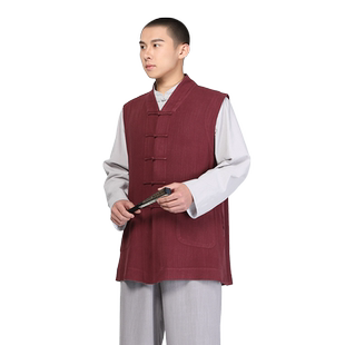 尚远棉麻僧服马甲背心春夏马甲伽蓝褂僧装僧人马夹僧装短褂