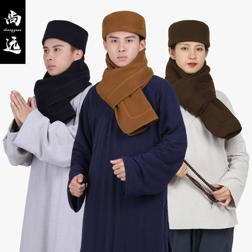 尚远绒帽两件套复古居士围巾