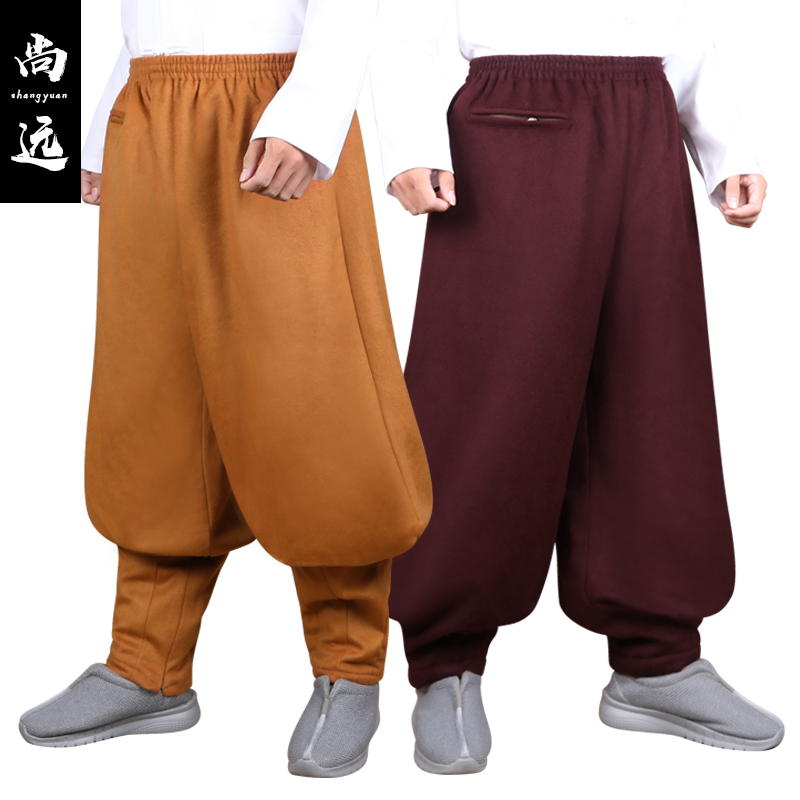 尚远秋冬毛绒加绒裤僧人新款裤僧裤禅修裤练功裤打坐禅意居士裤