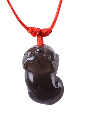 千瑟冰种黑曜石猪吊坠