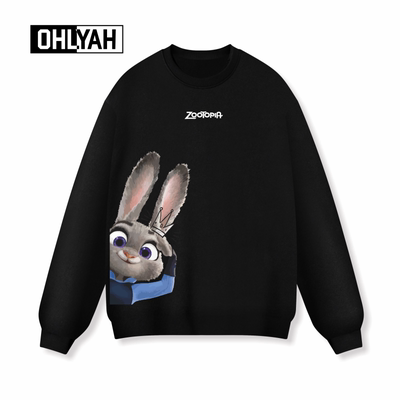 疯狂动物城兔子警官印花圆领卫衣