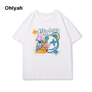 情侣T恤班服定制 纯棉短袖 t恤女上衣宽松韩版 网红潮牌ins夏装 半袖