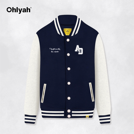 Ohlyah潮牌美式复古拼接撞色棒球服夹克男女同款廓形冬外套定制