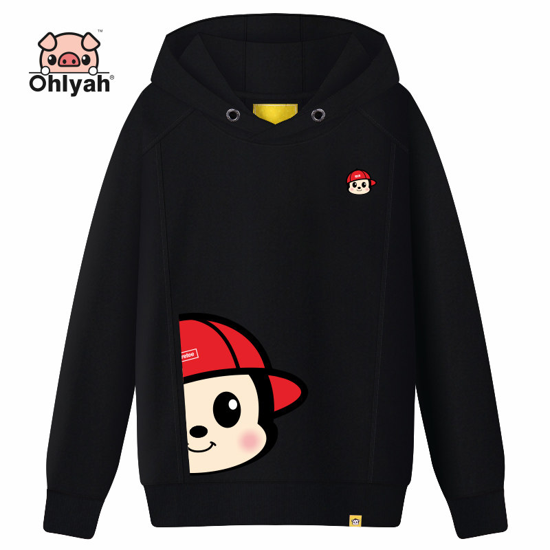 Ohlyah韩版卡通小老鼠卫衣情侣装男女连帽衫纯棉外套学生班服定制