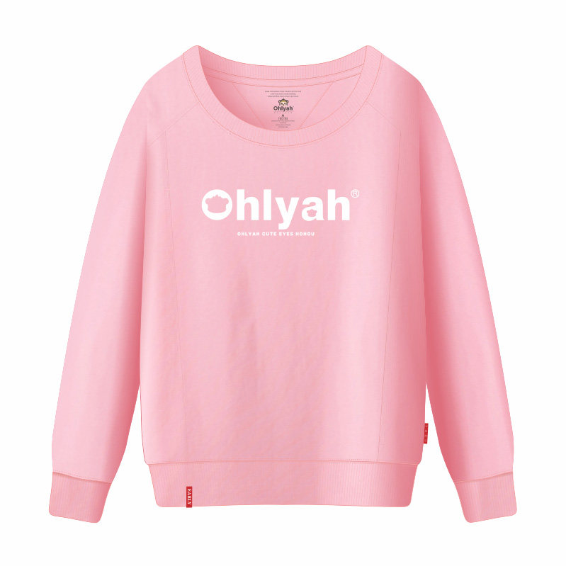 Ohlyah品牌男女装粉色T恤春卫衣打底简单纯色韩范修身休闲棉衫潮