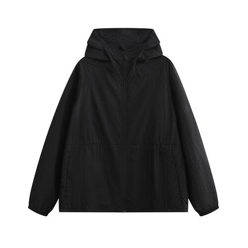 带帽常规宽松型口袋装饰青春流行时尚防晒服