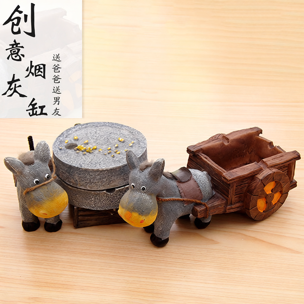创意个性烟灰缸毛驴烟灰缸创意树脂工艺品摆件送父亲男友礼品