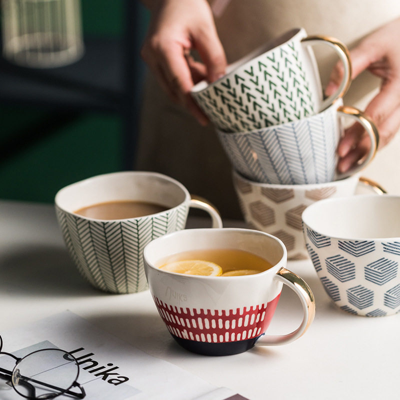 北欧ins咖啡马克杯陶瓷喝水杯简约出口早餐杯燕麦杯cup办公室茶杯