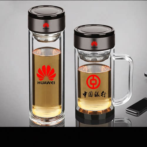 商务办公带把手柄保温高硼硅双层