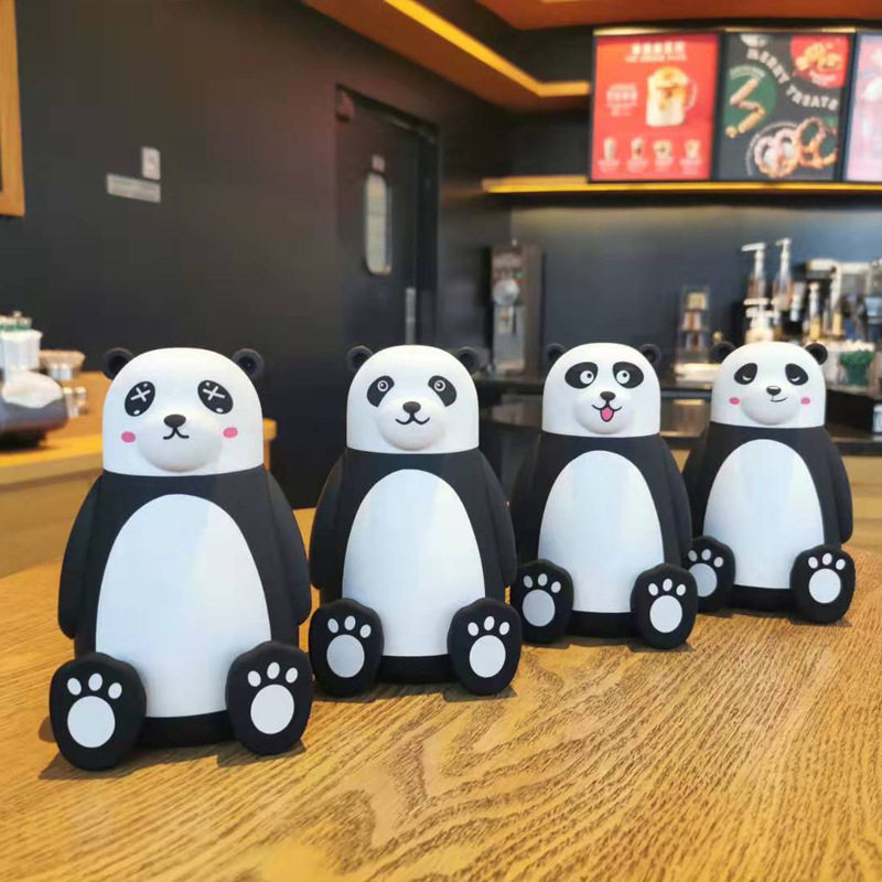 雅非奇创意3D立体卡通动物熊猫玻璃水杯儿童学生礼品商超水瓶