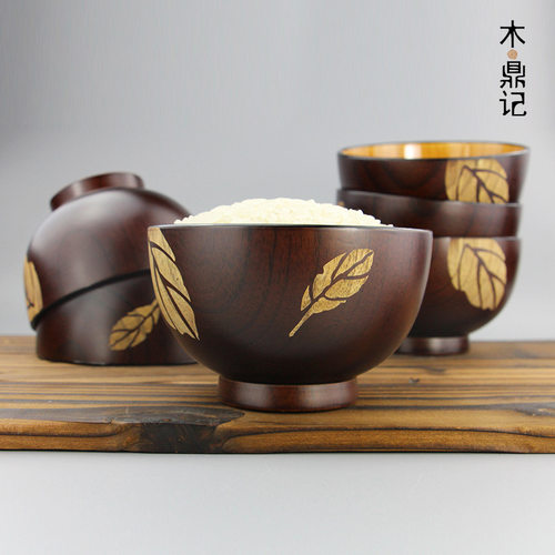 日式酸枣木碗面碗汤碗饭碗树叶