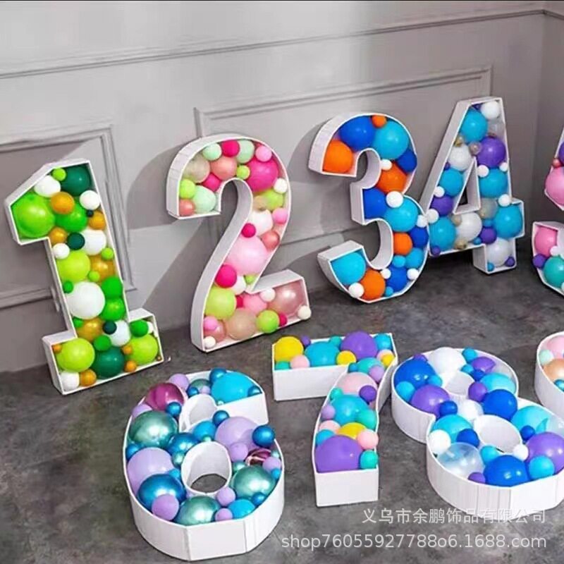 kt板生日数字气球造型盒美陈布置立体数字架爆款派对场景 - 实物图