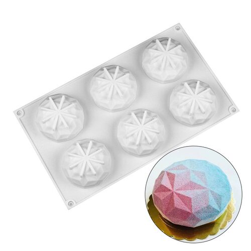 硅胶蛋糕模具 慕斯蛋糕烘培用具 6连3D钻石蛋糕硅胶模具