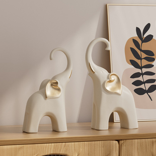 简约艺术大象摆件客厅柜子酒柜高级感家居饰品现代玄关隔断工艺品