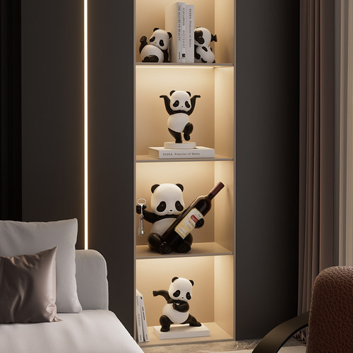 艺心艺意熊猫套装酒柜装饰品摆件