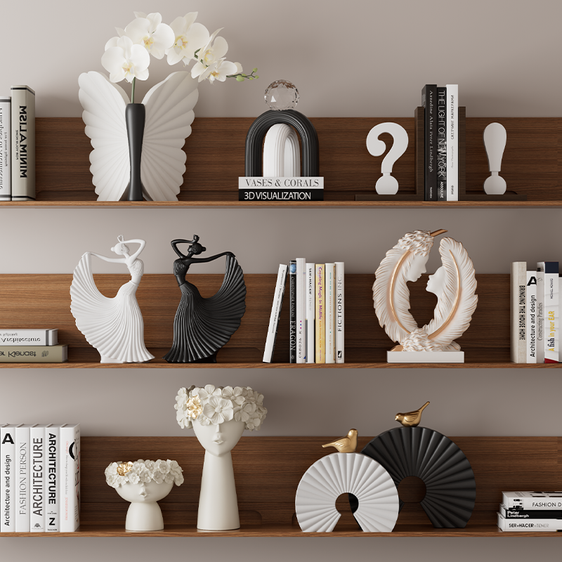 新家创意复古原木艺术软装高级感客厅展示柜办公室酒柜装饰品摆件