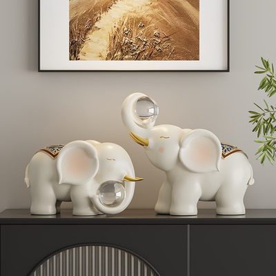 常安相伴大象摆件创意高端