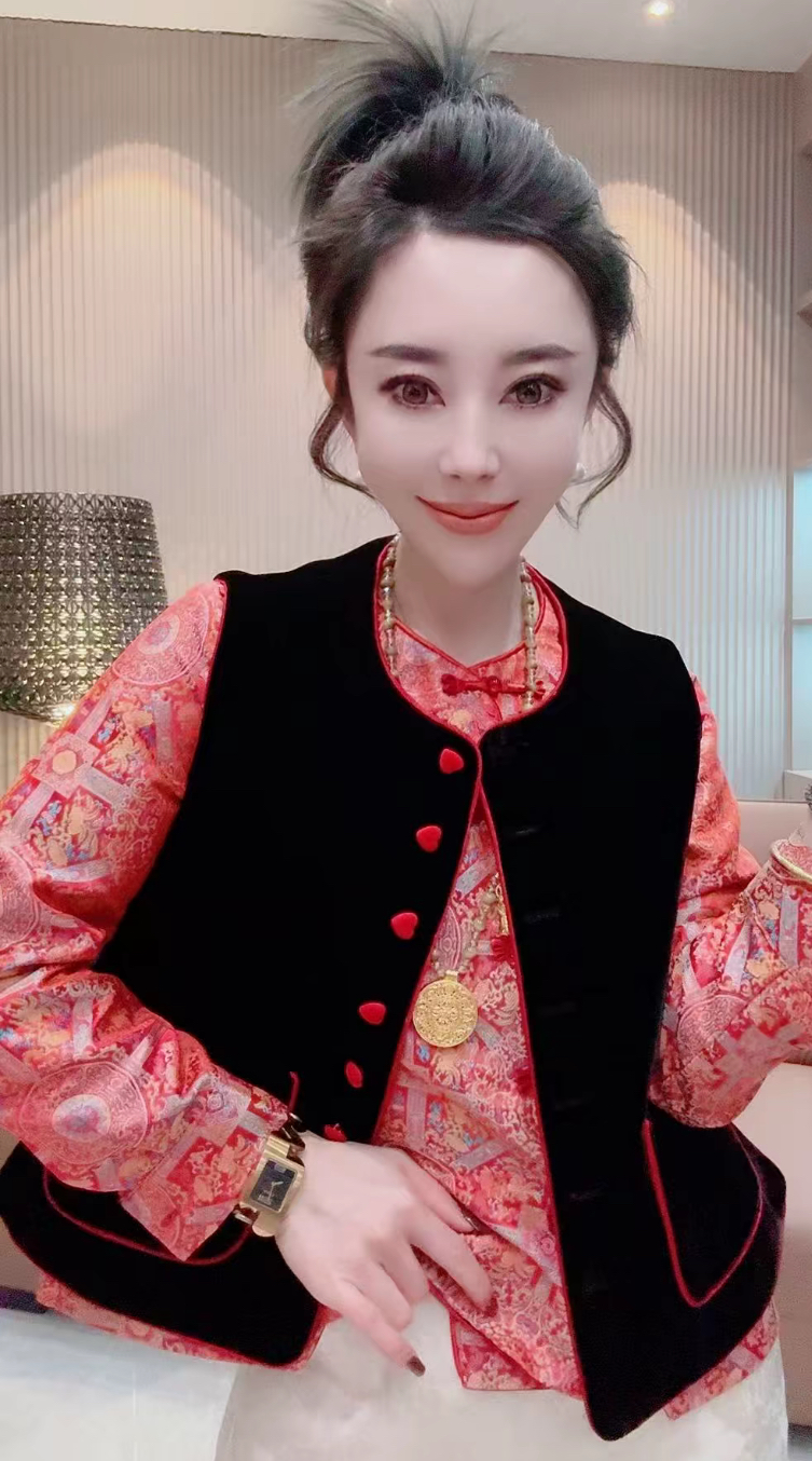 新中式国风盘扣金丝绒真丝提花双面穿薄棉外套女2025秋冬棉衣上衣